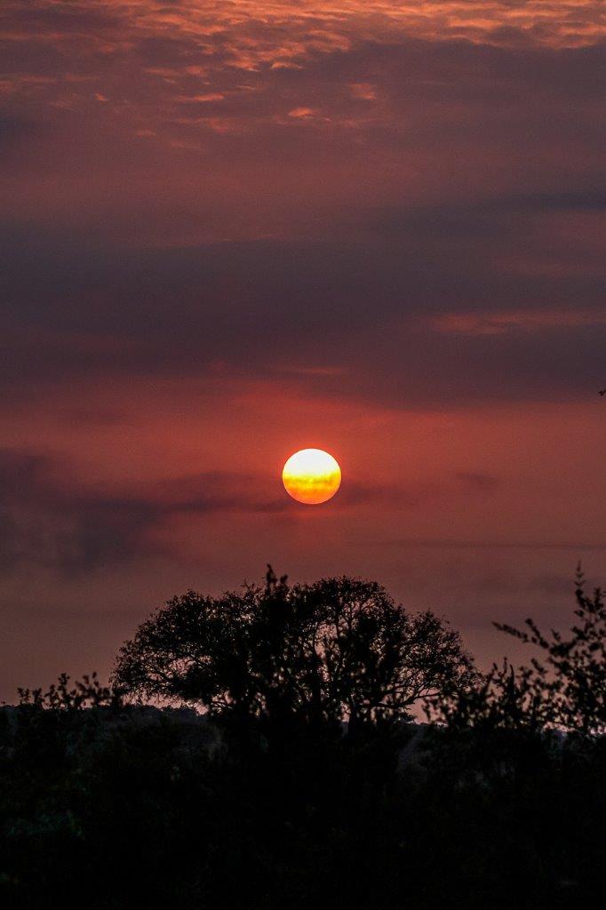 A crimson sunrise over Sabi Sabi Private Nature Reserve. A crimson sunrise over Sabi Sabi Private Nature Reserve.