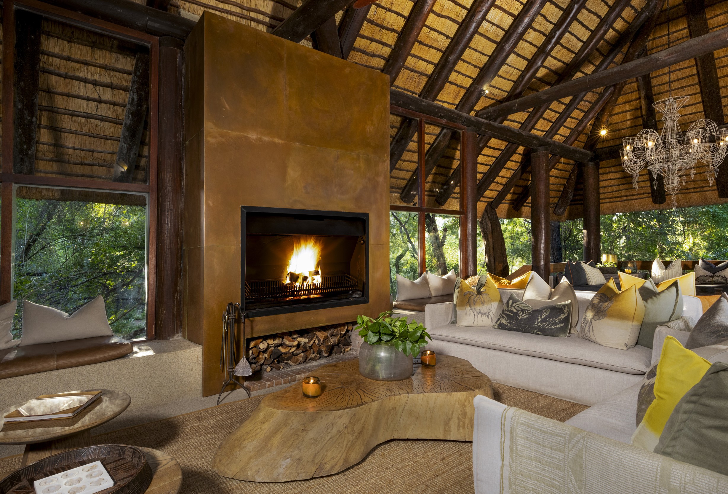Sabi Sabi   Little Bush Camp   Main Area Fireplace