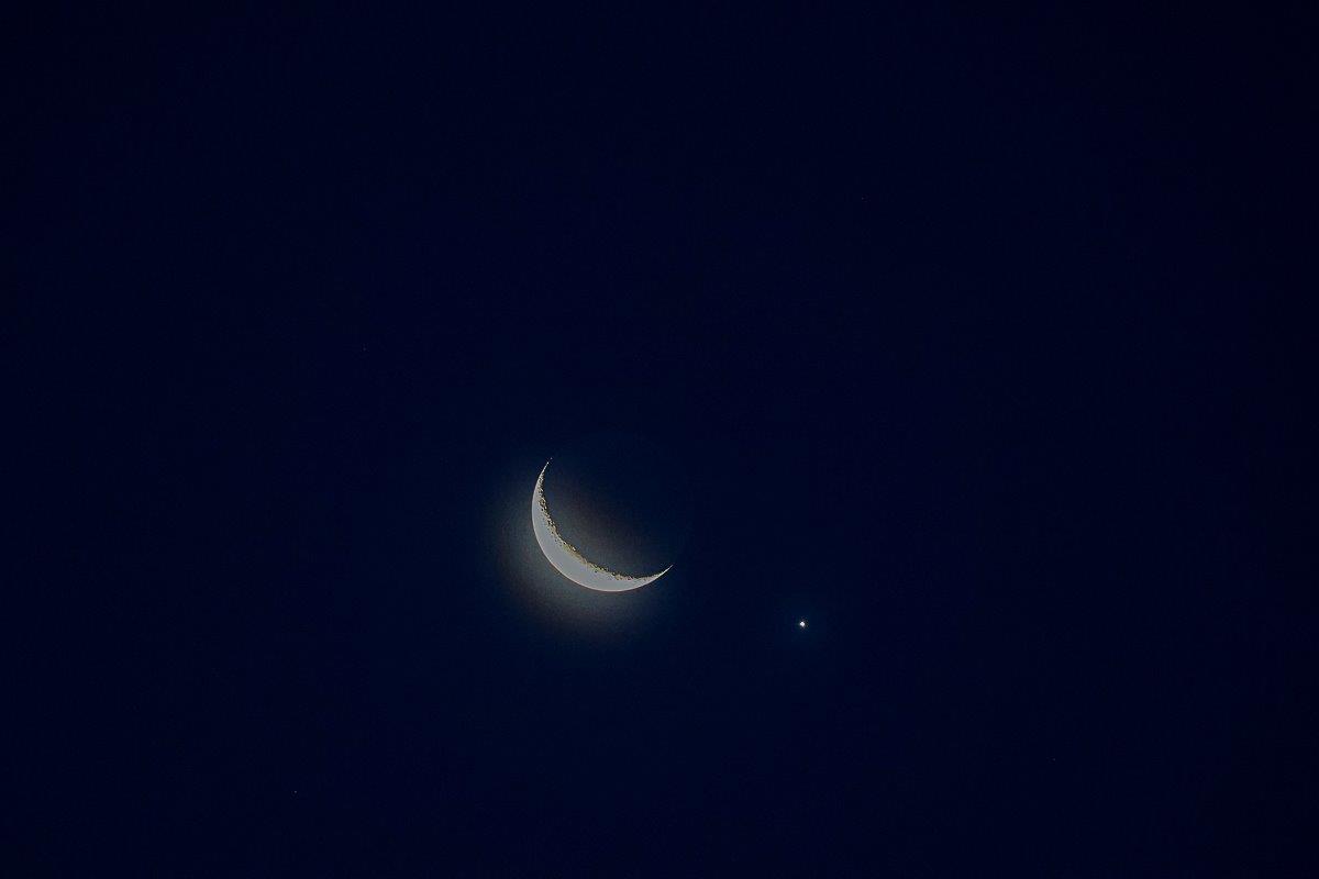 Venus and the moon. Venus and the moon.