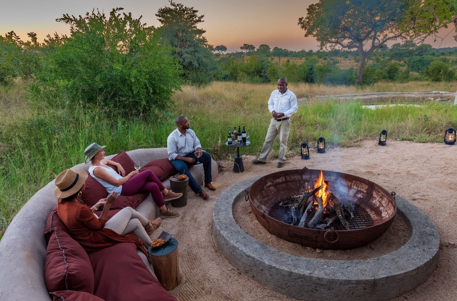 Gathering around the campfire is an age-old safari tradition.