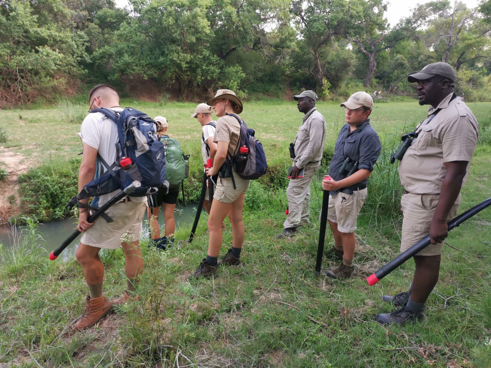 Guides prepare to take a walking safari from Sabi Sabi. Guides prepare to take a walking safari from Sabi Sabi.