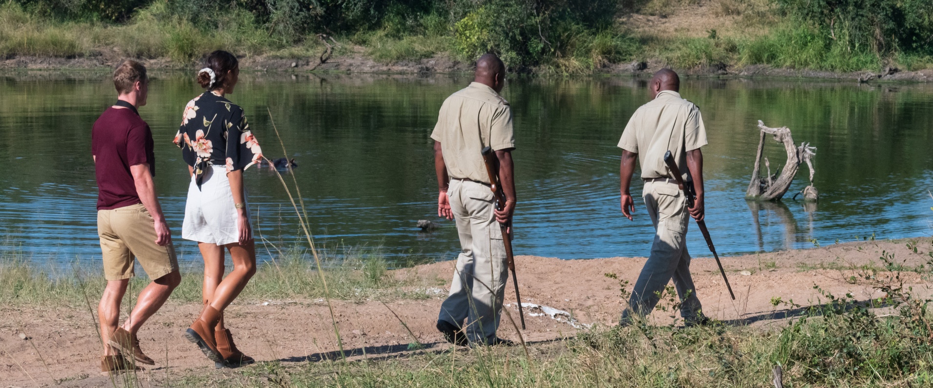 Guests enjoying nature during a guided safari walk.