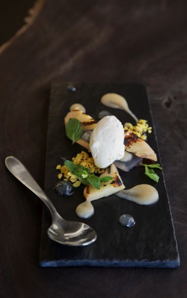Grilled Quince White Choc