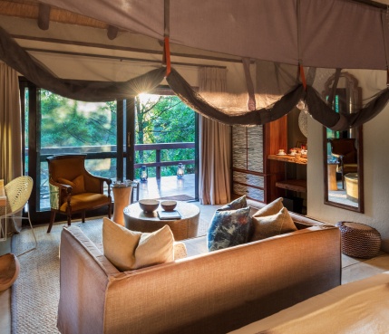 Sabi Sabi Little Bush Camp modern bedroom and lounge area decor. Sabi Sabi Little Bush Camp modern bedroom and lounge area decor.