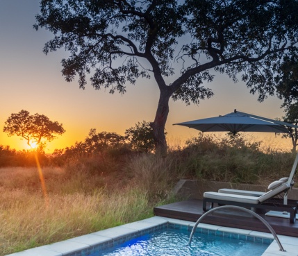 Bask in Africa's sunshine from a luxurious outdoor lounge and private pool at Earth Lodge.