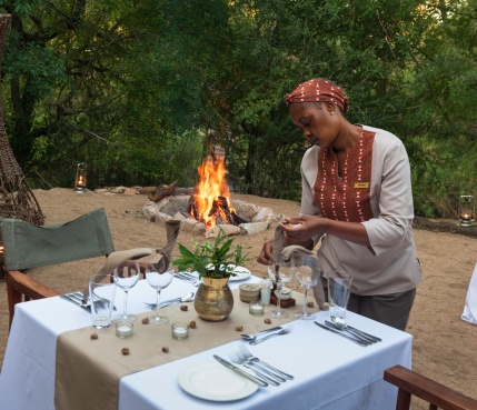 Sabi Sabi Little Bush Camp boma is a luxurious space in which to dine in authentic safari style. Sabi Sabi Little Bush Camp boma is a luxurious space in which to dine in authentic safari style.