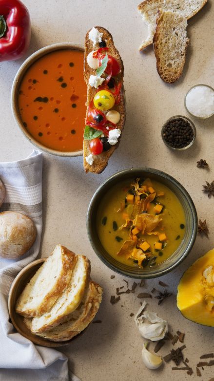 Spiced Pumpkin And Red Pepper Soups