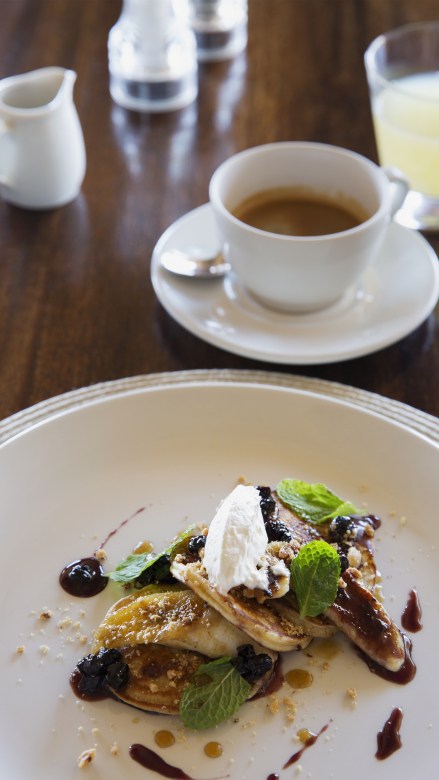 Freshly made blueberry crumpets at Sabi Sabi Bush Lodge.