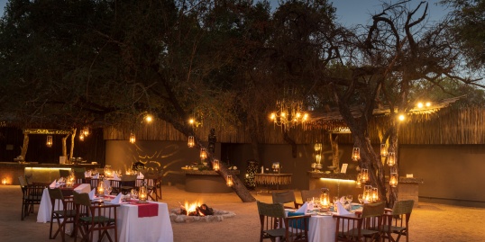 Surrender to the romance of candlelit safari dinners under the African sky at Sabi Sabi. Surrender to the romance of candlelit safari dinners under the African sky at Sabi Sabi.