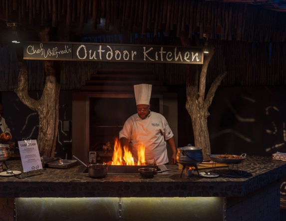 Indulge in Sabi Sabi's signature dishes prepared to perfection in their outdoor bush kitchen. Indulge in Sabi Sabi's signature dishes prepared to perfection in their outdoor bush kitchen.