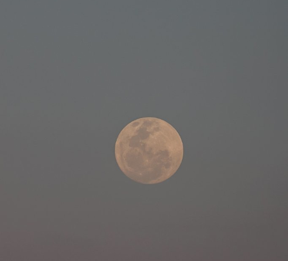 A full moon with soft hues of purple and blue skies