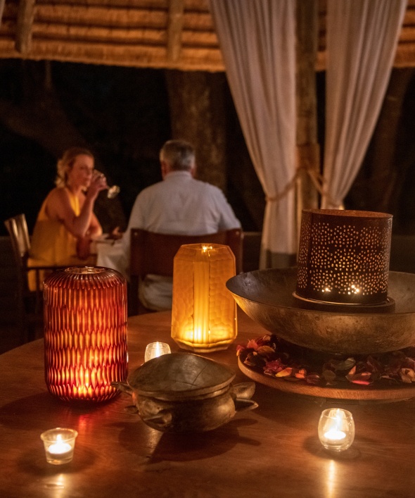 Romantic candlelit dinners at Sabi Sabi. Romantic candlelit dinners at Sabi Sabi.
