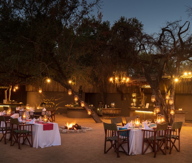 Enjoy romantic candlelit safari dinners under the African skies at Sabi Sabi. Enjoy romantic candlelit safari dinners under the African skies at Sabi Sabi.