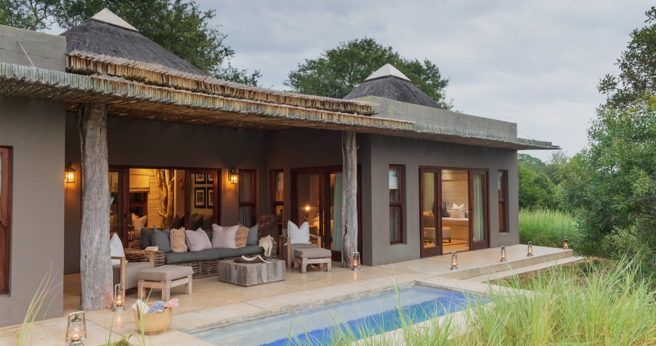 Enjoy a private splash pool at Sabi Sabi Bush Lodge Luxury Villas, the ultimate indulgence.