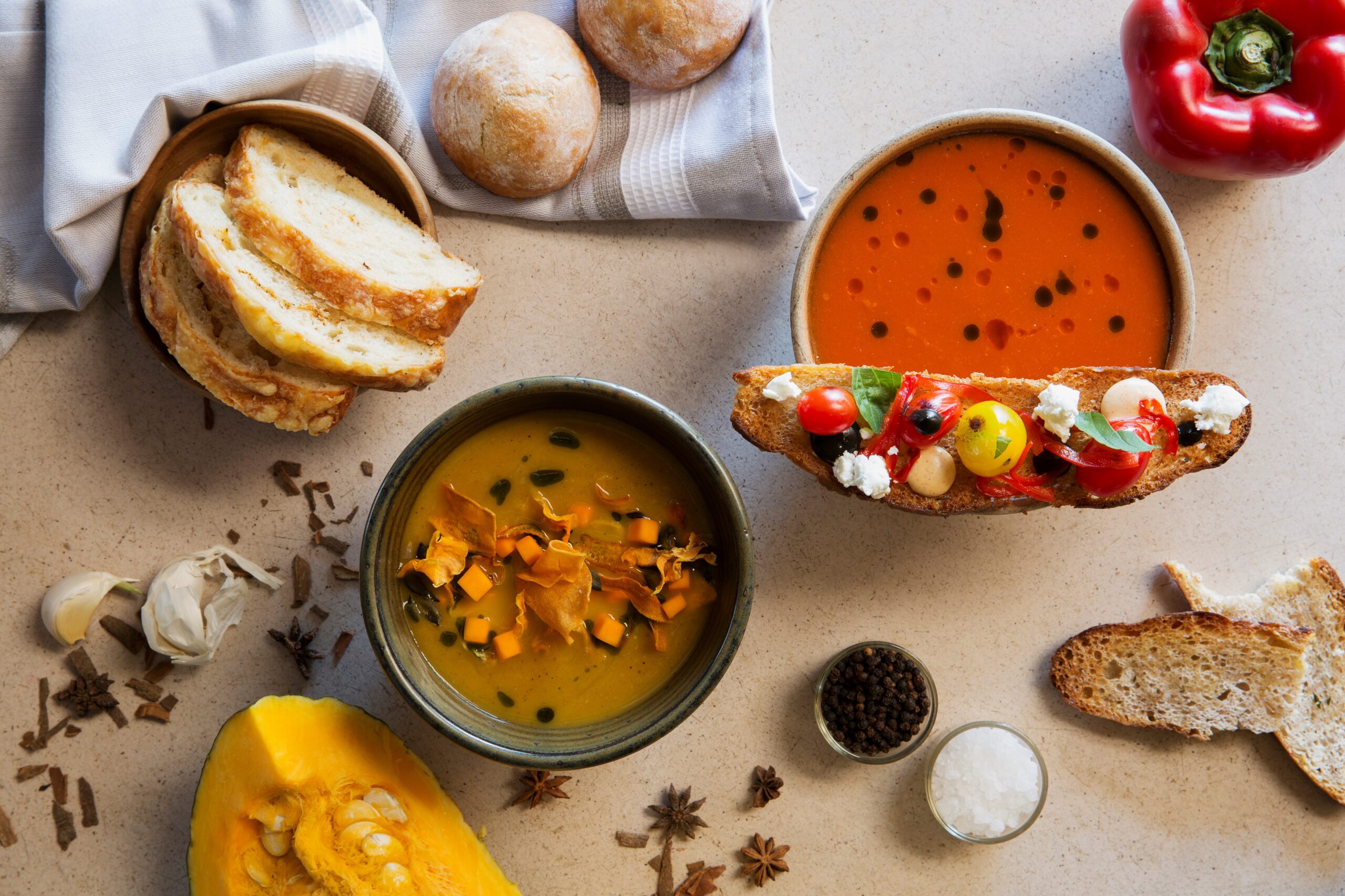 Spiced Pumpkin Red Pepper Soups 2 Scaled Spiced Pumpkin Red Pepper Soups 2 Scaled